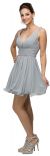 V-Neck Ruched Bodice Short Homecoming Bridesmaid Dress in Silver